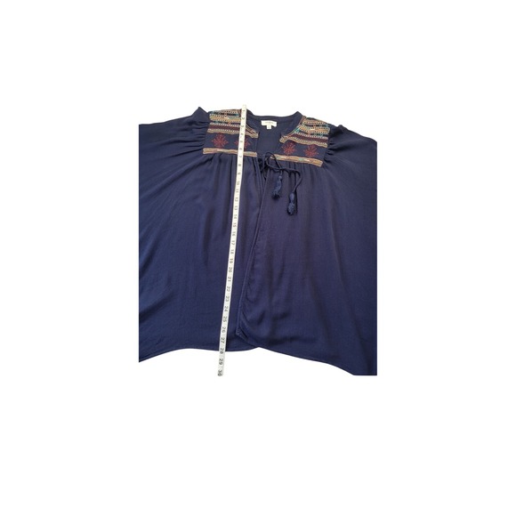 Umgee Embroidered Kimono Open Front‎ Tunic Top Bohemian Navy Blue M - Picture 5 of 6